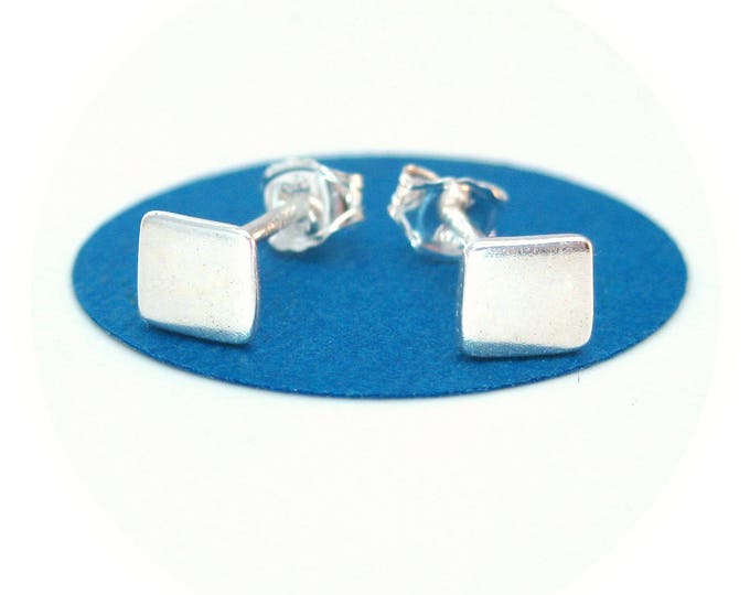 Small Silver Square Stud Earrings