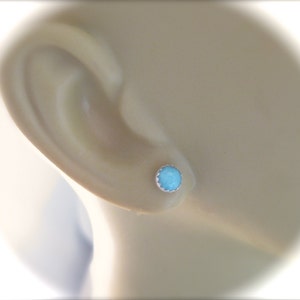 Larimar Stud Earrings, 5mm Light Blue Gemstone Studs image 5