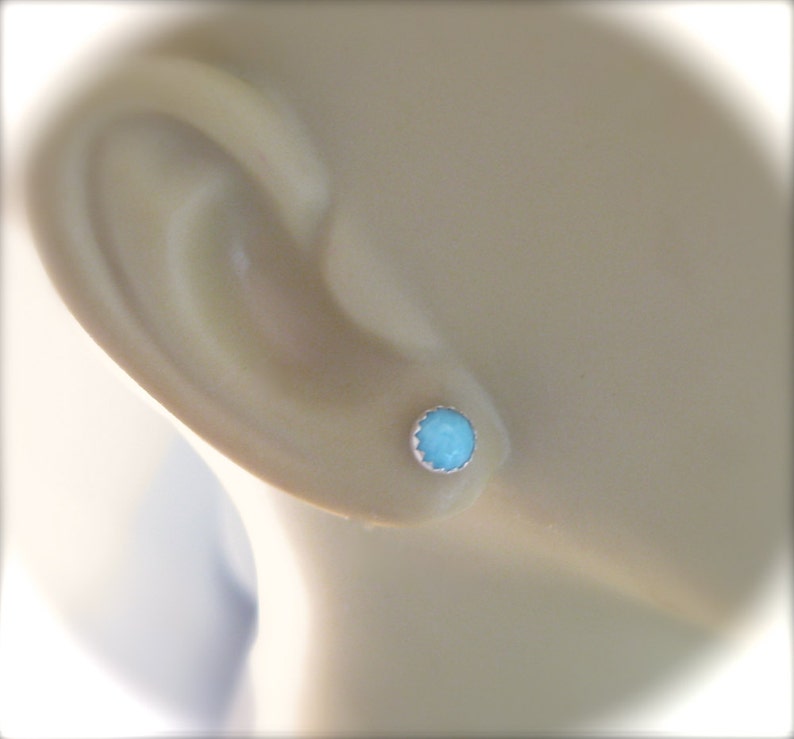 Larimar Stud Earrings, 5mm Light Blue Gemstone Studs image 5