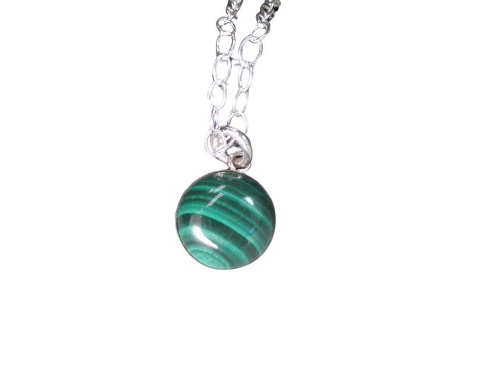 Malachite Gemstone Necklace with Sterling Silver