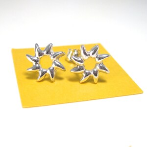 Sun Earrings, Sunburst Silver Stud Earrings, Sunny Summer Jewelry, Sun Studs image 1