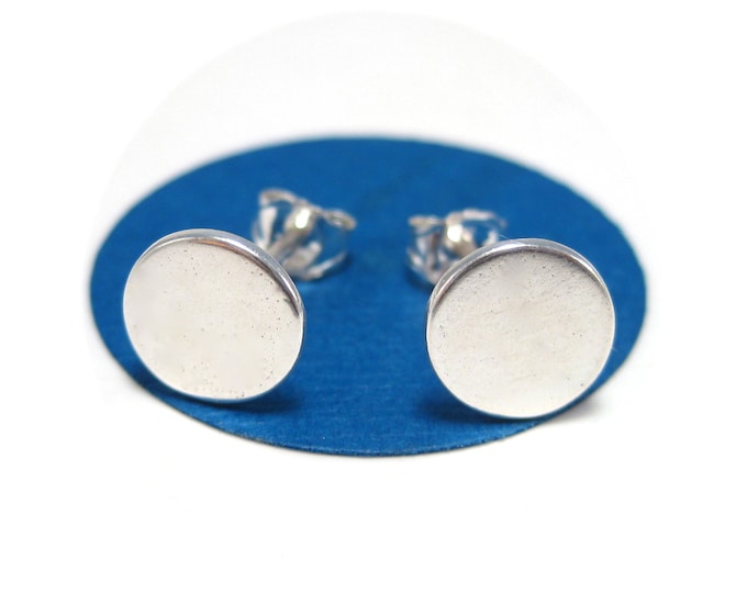 Sterling Silver Dot Post Earrings- Mens Studs or Unisex, Flat Studs