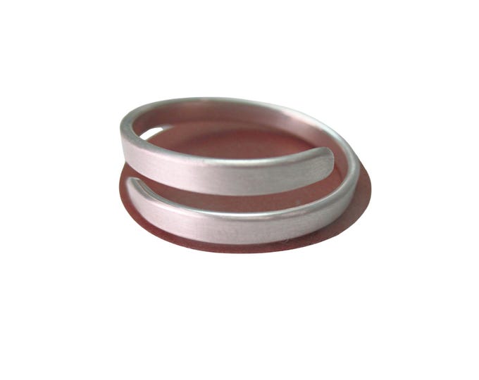 Brushed Texture Sterling Silver Adjustable Ring