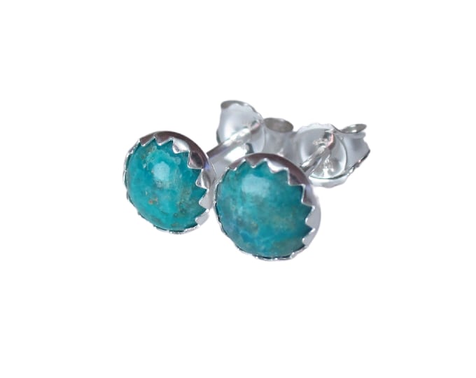 Chrysocolla Stud Earrings, 6mm