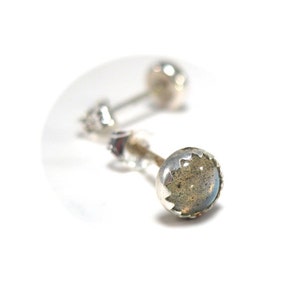 •LABRADORITE - LIL' MOONS• silver stud earrings