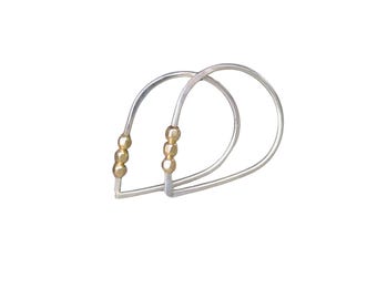 Mixed Metal Silver and Gold Threader Hoops
