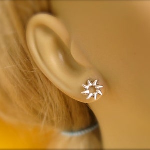 Sun Earrings, Sunburst Silver Stud Earrings, Sunny Summer Jewelry, Sun Studs image 3