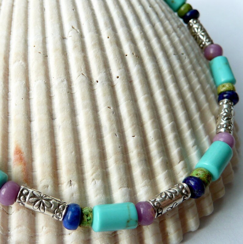 Artisan Multi Colored RARE Stones Turquoise Gaspeite Lapis Phosphosiderite Sterling Silver Bracelet Southwestern Western Boho Bracelet Gift