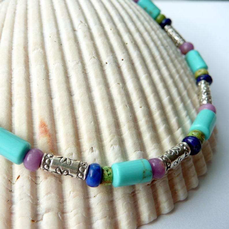 Artisan Multi Colored RARE Stones Turquoise Gaspeite Lapis Phosphosiderite Sterling Silver Bracelet Southwestern Western Boho Bracelet Gift