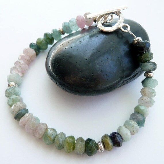 Artisan Chunky Watermelon Tourmaline Fine Silver Toggle