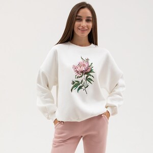 Floral sweatsuit, Velour cotton tracksuits, Too-piece tracksuit set, Hoodie and sweatpants, Stylish hoodie and pants, embroidered flowers