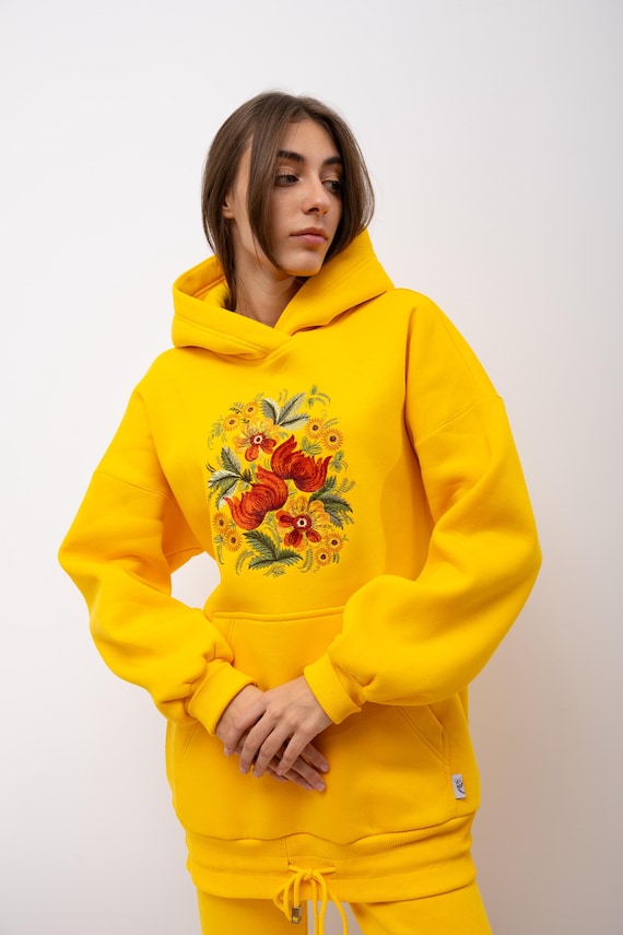 Womens Hoodies Yellow Hoodie Designer Bright Yellow Hoodie With - Main Image