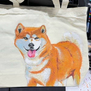 Custom Hand-Painted Canvas Bag Pet Portraits | Add Pet&#39;s Name, Birth, or Age | Unique, Personalized Gifts for Pet Lovers | Waterproof paint