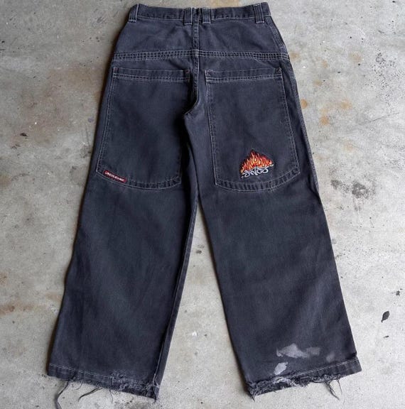Ultra Rare 90s 'flame JNCO Patch' Jeans, Distressed Grail