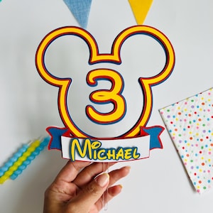 Personalized Mickey Mouse Cake Topper: Custom Birthday Party Decoration