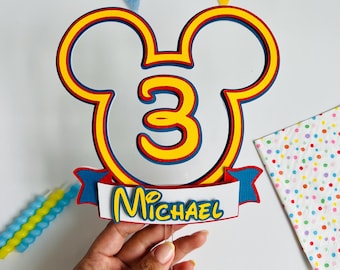 Décoration de gâteau personnalisée Mickey Mouse : décoration de fête d'anniversaire personnalisée