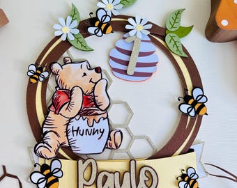 Winnie the Pooh Cake Topper,Baby Shower Cake Topper, Winnie the Pooh Theme Party, Birthday Theme, Classic Winnie the Pooh