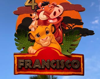 Personalized Lion King Cake Topper, Safari Birthday Party Decor
