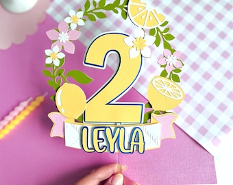 Personalized Lemon Cake Topper  Lemon First Birthday  Lemonade Birthday Decorations  Custom Name Cake Topper