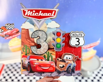 Custom Cars Cake Topper, McQueen and Mater Birthday Party Decor