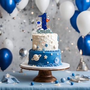 Astronaut Cake Topper: First Trip Around the Sun, Space Theme