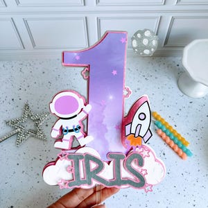 Astronaut Cake Topper: First Trip Around the Sun, Space Theme