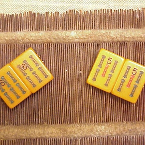 2 mah jong bakelite hair barrette's butterscotch 1111