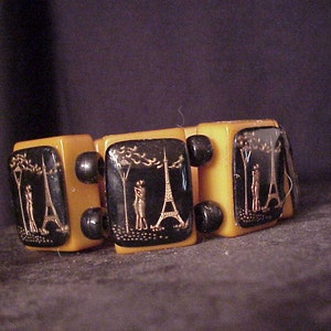 signed jan carlin designer bakelite Eiffel tower Lovers bracelet image 1