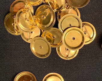 20 pc Gold Plated 1" Pin Backs round Brooch Locking Bar Findings