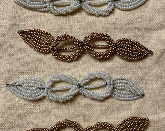 Vintage French Glass Seed Bead Bowtie Bow tie - on Wire - 6 Bowties