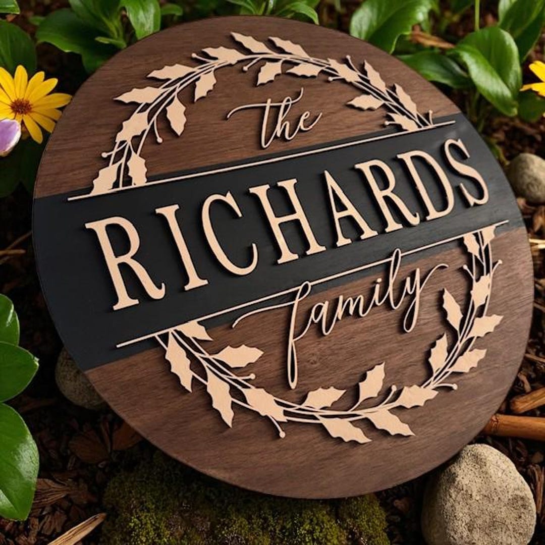 Personalized Wooden Door Sign - Family Name Sign - Wedding Gift ...