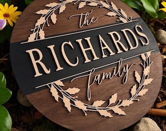 Personalized Wooden Door Sign - Family Name Sign - Wedding Gift - Housewarming Gift - Last Name Sign - Front Door Welcome Decor