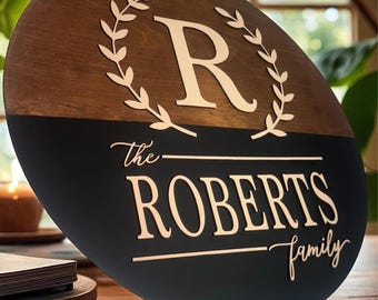 Personalized Family Name Wooden Door Sign - Housewarming Gift