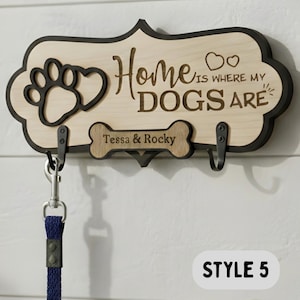 Personalized Dog Leash Holder for Wall, Custom Pet Name Leash Hook, Dog Lover Gift, Entryway Mudroom Decor image 7