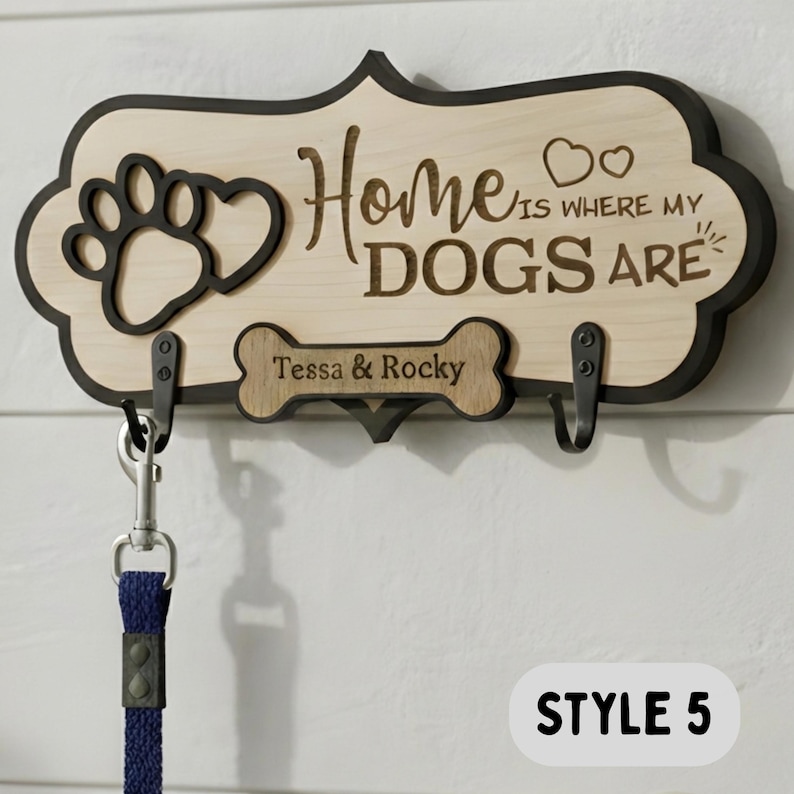 Personalized Dog Leash Holder for Wall, Custom Pet Name Leash Hook, Dog Lover Gift, Entryway Mudroom Decor image 7
