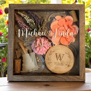 Personalized Wedding Day Keepsake Shadowbox, Custom Bride and Groom Gift, Wedding Flowers, Memory Box, Engagement or Anniversary Gift