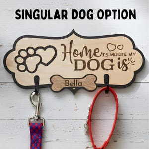 Personalized Dog Leash Holder for Wall, Custom Pet Name Leash Hook, Dog Lover Gift, Entryway Mudroom Decor image 2