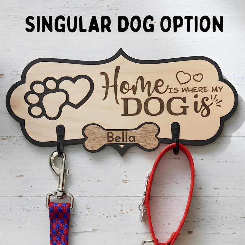 Personalized Dog Leash Holder for Wall, Custom Pet Name Leash Hook, Dog Lover Gift, Entryway Mudroom Decor image 2