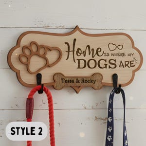 Personalized Dog Leash Holder for Wall, Custom Pet Name Leash Hook, Dog Lover Gift, Entryway Mudroom Decor image 4