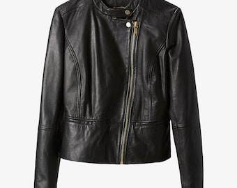 Damen Lederjacke Im Retro-Stil: Dicke Motorradjacke Mit Reißverschluss Für Winter & Outdoor