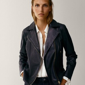 Ladies Blue Biker Leather Jackets, Women’s Asymmetrical Zipper Jackets, Elegant Slim Fit Moto Style Jacket, Handmade Luxury Leather Jackets