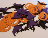 Party Confetti - Halloween party confetti, 60 pcs,  pumpkin confetti, bat confetti, witch hat confetti, halloween party decor