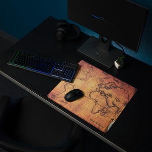 Alfombrilla de ratón para juegos con mapa del mundo antiguo