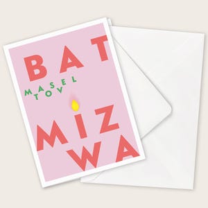 Glückwunschkarte "Masel Tov" zur Bat Mizwa mit hochwertigem Briefumschlag