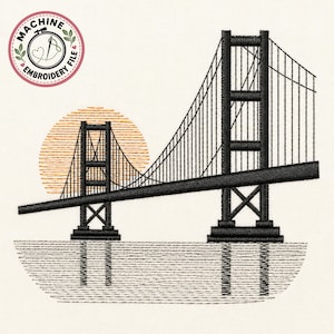 Golden Gate-bron broderidesign minimalistisk resa maskinfil digital nedladdning