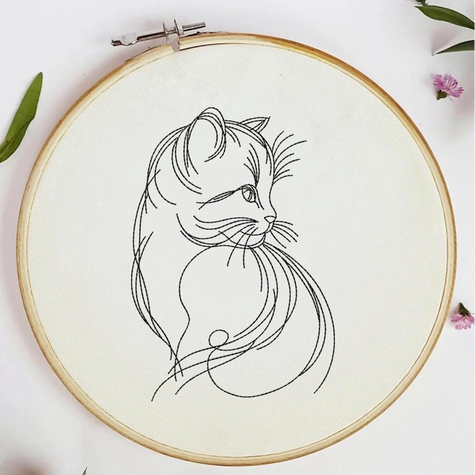 Minimalist Cat Line Art Embroidery Design for Embroidery Machine - Etsy