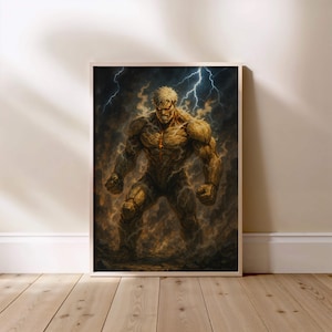 Armored Warrior Titan Poster Powerful Titan Form Anime Wall Art Print for Fans of Epic Battles and Dark Fantasy
