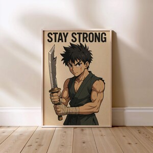 Anime Krieger Poster: Vintage Japanischer Manga Stil Kunstdruck