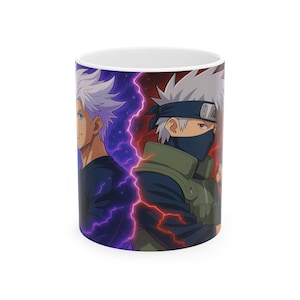 Anime Ceramic Mug, Gojo and Kakashi Coffee Cup, Otaku Gift, Manga Tea Mug, Anime Lover Present, Japan Animation Drinkware