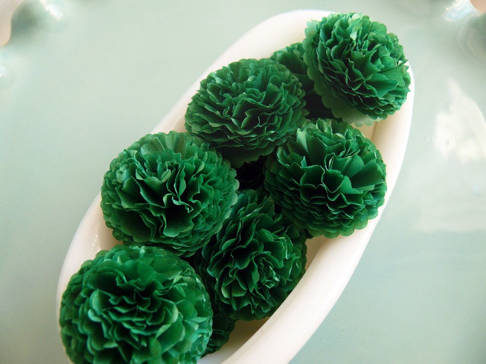 Emerald Green Button Mums Tissue Paper Flowers 1 inch Mums | Etsy